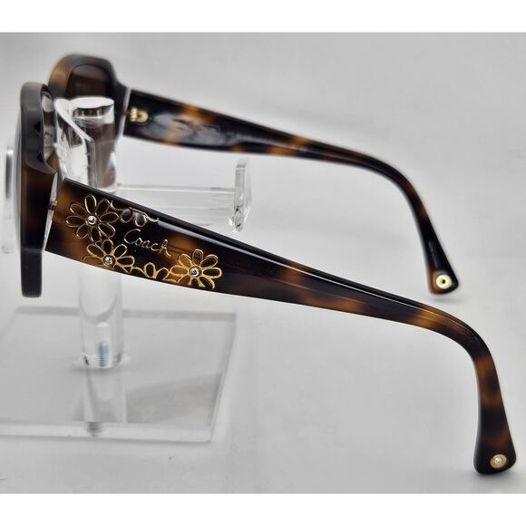 Coach HC8054 Tortoise Brown Sunglasses 5040/13 57-15-135 Floral Crystal Arms E2